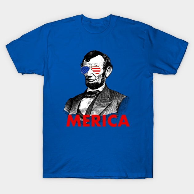 abraham lincoln merica American Flag sunglasses T-Shirt by gossiprag